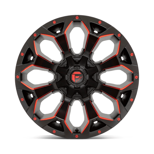 CARBURANT TOUT-TERRAIN D787 ASSAULT 20X9 6X135 / 6X139.7 19 106.1 NOIR MAT ROUGE FRAISÉ