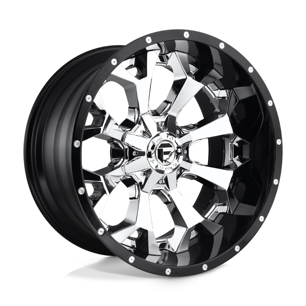 CARBURANT TOUT-TERRAIN (2PC) D246 ASSAULT 20X10 8X180 -18 124.2 LÈVRE NOIRE BRILLANTE CHROME