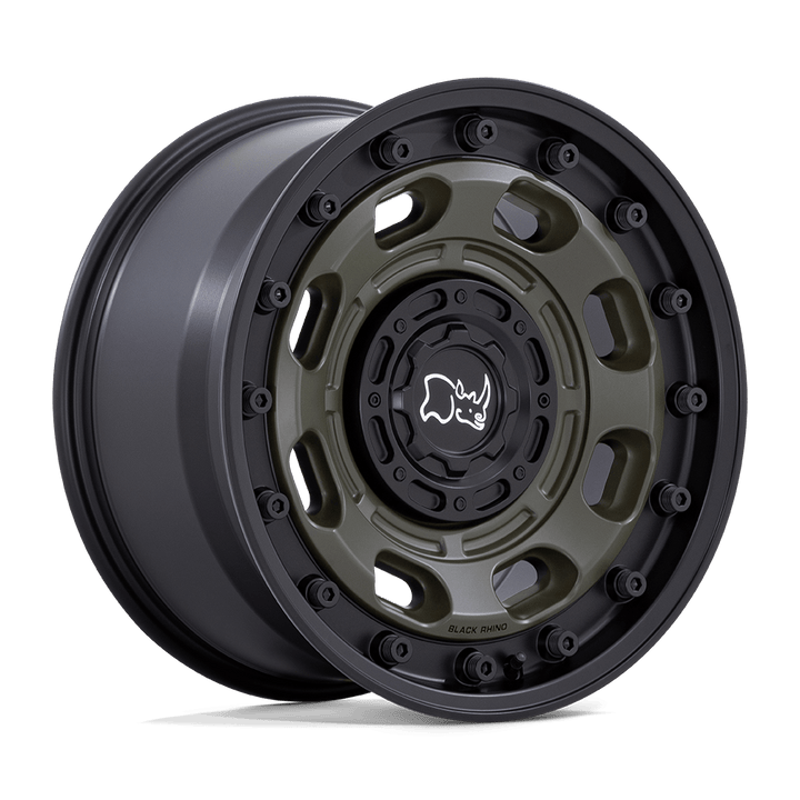 Atlas Black Rhino 16x8 6x139.7 -10 106.1 Vert olive avec lèvre noire