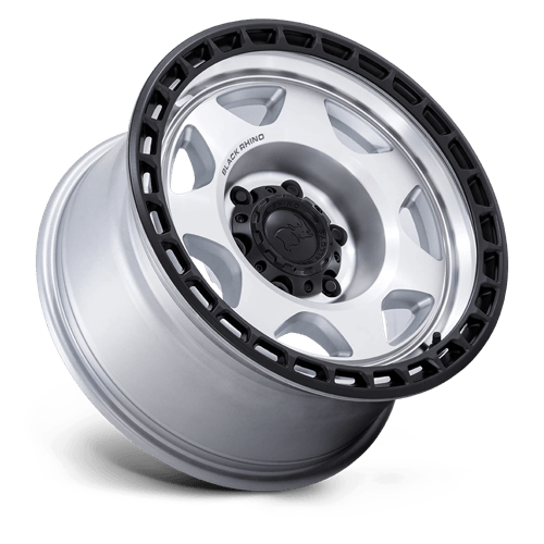 Black Rhino Br018 Voyager 17x8.5 6x114.3 -10 66.06 Face usinée argent avec lèvre noire mate