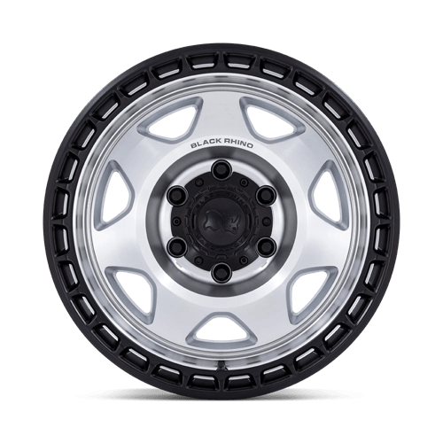 Black Rhino Br018 Voyager 17x8.5 6x114.3 -10 66.06 Face usinée argent avec lèvre noire mate