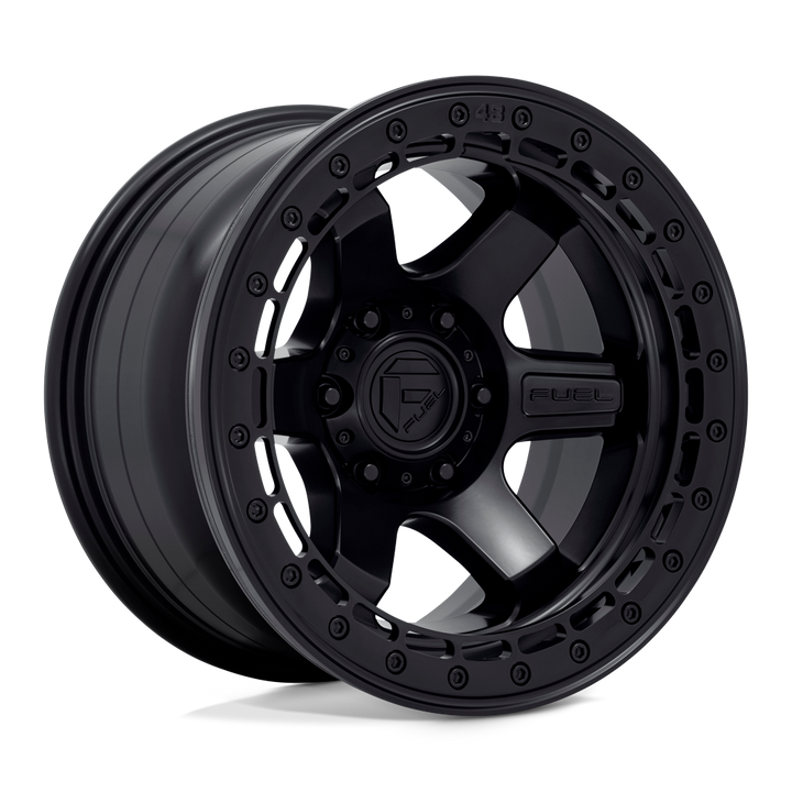 FUEL OFF-ROAD D122 BLOCK BEADLOCK 17X9 6X139.7 -15 106.1 NOIR MAT AVEC ANNEAU NOIR MAT