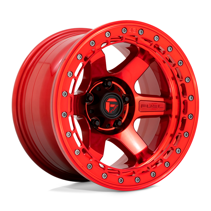 CARBURANT TOUT-TERRAIN D123 BLOC BEADLOCK 17X9 5X127 -15 71.5 ROUGE CANDY AVEC ANNEAU ROUGE CANDY