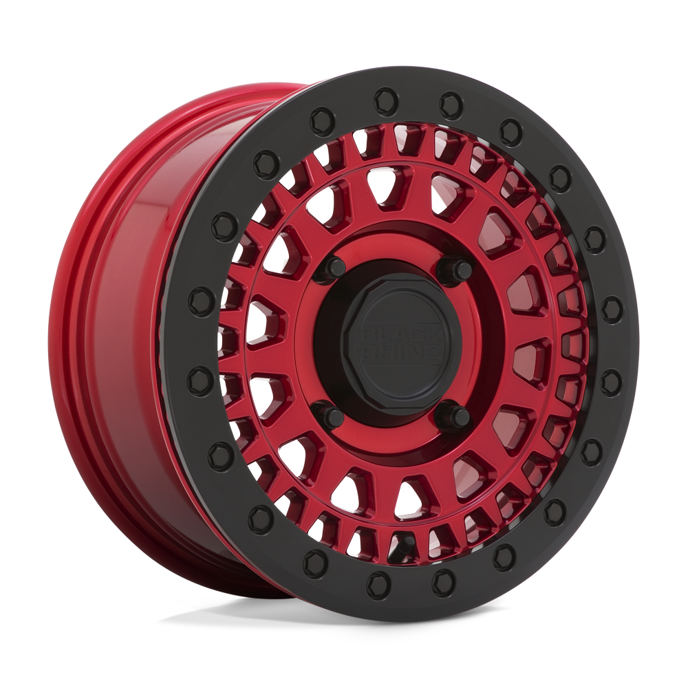 Black Rhino Powersports Parker UTV Beadlock 14x7 4x156 36 132 Candy Red With Black Bead Ring
