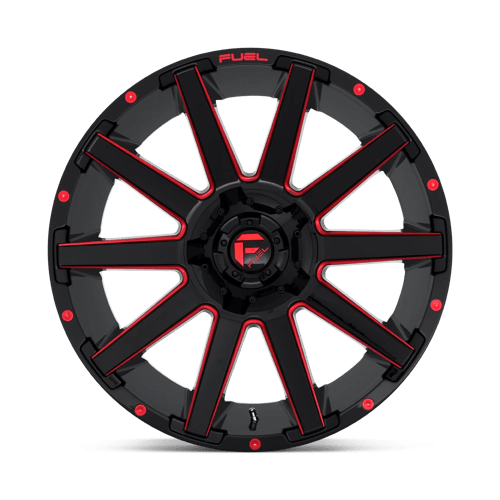 CARBURANT TOUT-TERRAIN D643 CONTRA 20X9 6X135 / 6X139.7 1 106.1 NOIR BRILLANT ROUGE TEINTÉ CLAIRE