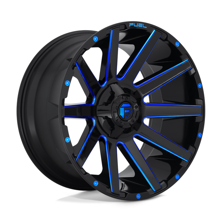 CARBURANT TOUT-TERRAIN D644 CONTRA 20X10 6X135 / 6X139.7 -19 106.1 NOIR BRILLANT BLEU TEINTÉ CLAIRE