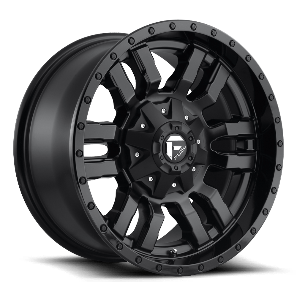 FUEL OFF-ROAD D596 SLEDGE 18X9 5X114.3 / 5X127 -12 78.1 NOIR MAT LÈVRE NOIR BRILLANT