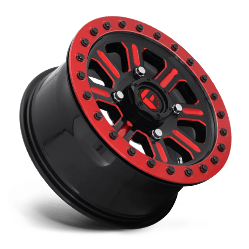 FUEL UTV OFF-ROAD D911 HARDLINE BEADLOCK 15X7 4X156 38 132 GLOSS BLACK RED TINTED CLEAR