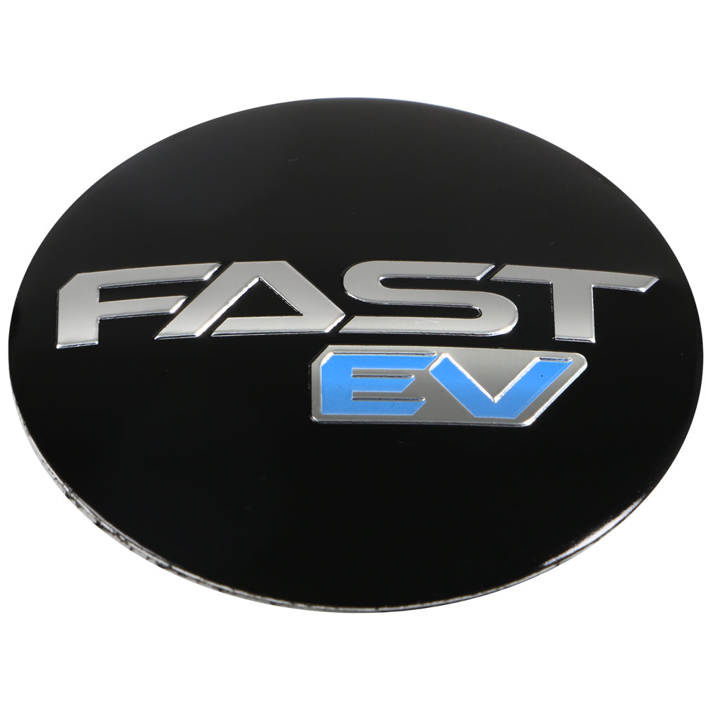 Black Emblem With Brushed Aluminum (FAST)- Blue (EV) Logo - Dome - EM-453DBVFEV