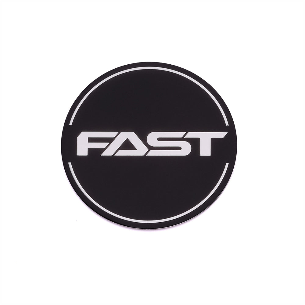 Black Emblem With Brushed Aluminum (FAST) Stroke Logo - Dome - EM-579DBVF