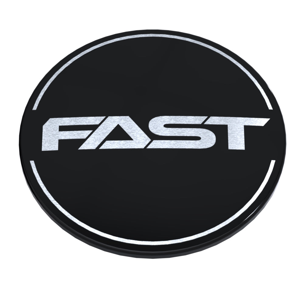 Black Emblem With Brushed Aluminum (FAST) Stroke Logo - Dome - EM-590DBVF-2