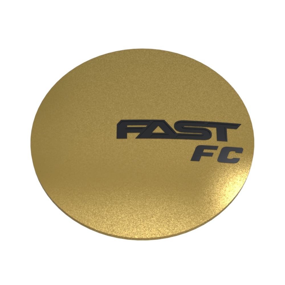 Satin Gold Emblem With Black (FAST FC) Logo - Dome - EM-645DDTFC