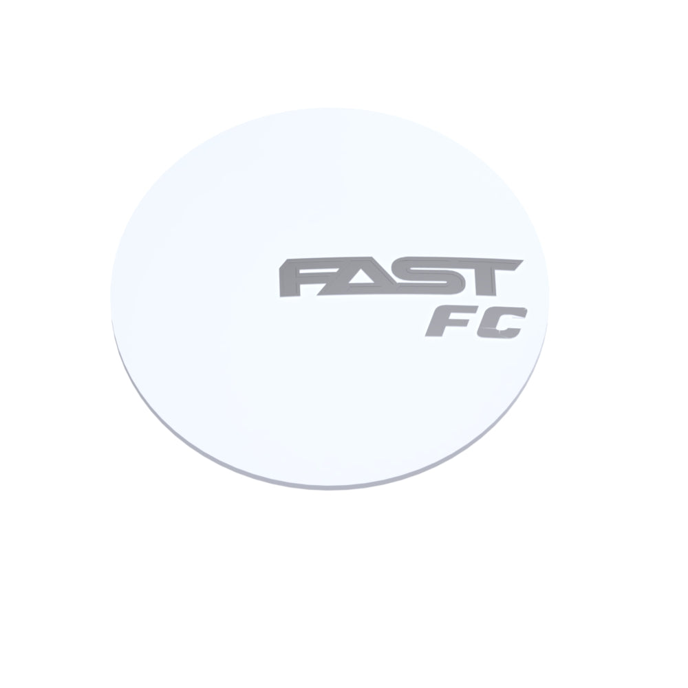 Gloss White Emblem With Gunmetal (FAST FC) Logo - Dome - EM-645DWNFC