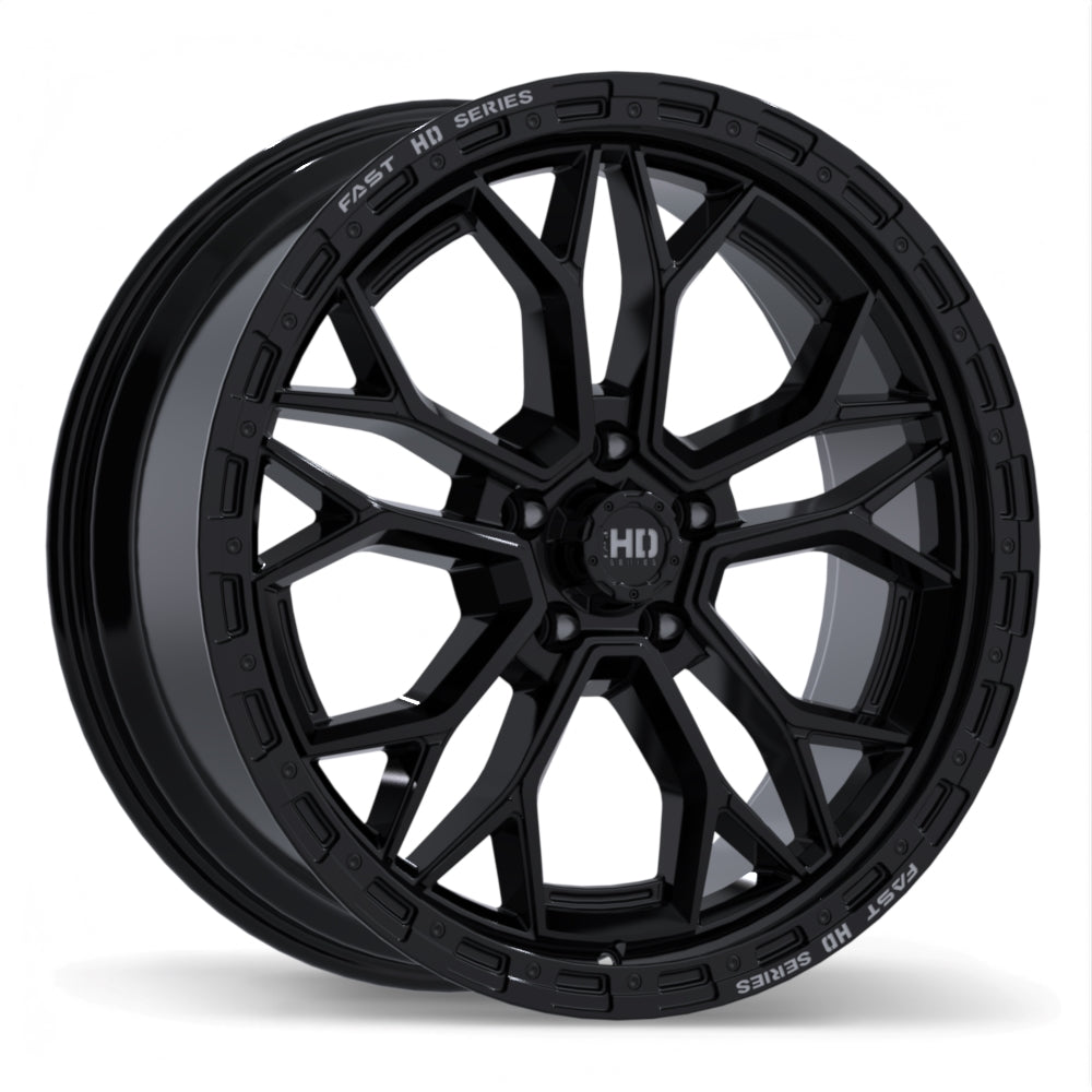Fast HD Muramasa 22x9.0 5x127mm +30 71.5mm Gloss Black with Grey Milling