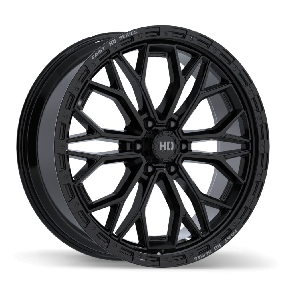 Fast HD Muramasa 24x9.5 6x139.7mm +28 106.1mm Gloss Black with Grey Milling