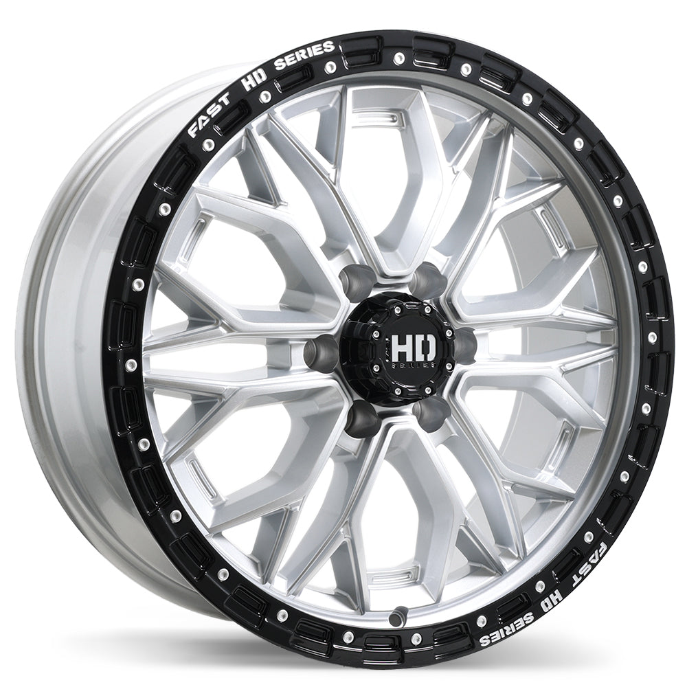Fast HD Muramasa 20x9.0 6x139.7mm +30 84.2mm Gloss Silver with Black Lip