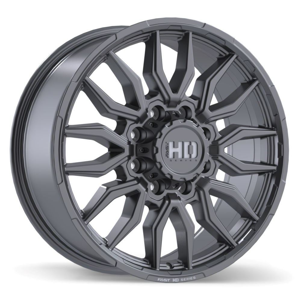 Fast HD Grit 20x8.5 8x180mm +47 124.4mm  Satin Gunmetal with Milling