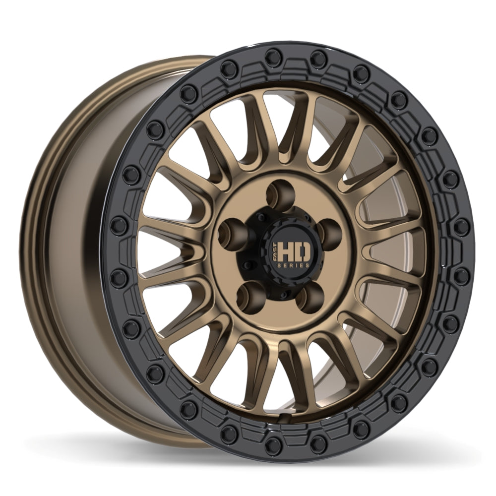 Fast HD Surge 17x8.5 5x127mm +24 71.5mm Satin Bronze with Gloss Black Lip