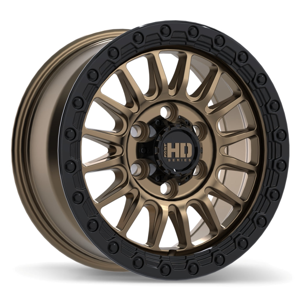 Fast HD Surge 17x8.0 6x139.7mm +45 95.1mm Satin Bronze with Gloss Black Lip (Flat Seats)