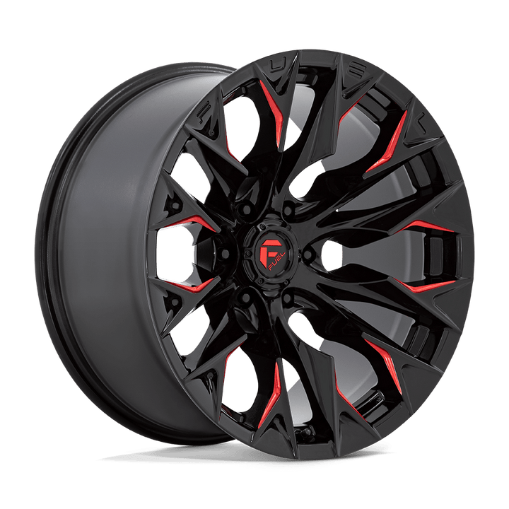 Carburant tout-terrain D823 Flame 20x9 5x127 1 71,5 noir brillant fraisé avec rouge bonbon