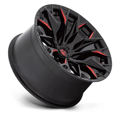 Carburant tout-terrain D823 Flame 20x9 5x127 1 71,5 noir brillant fraisé avec rouge bonbon