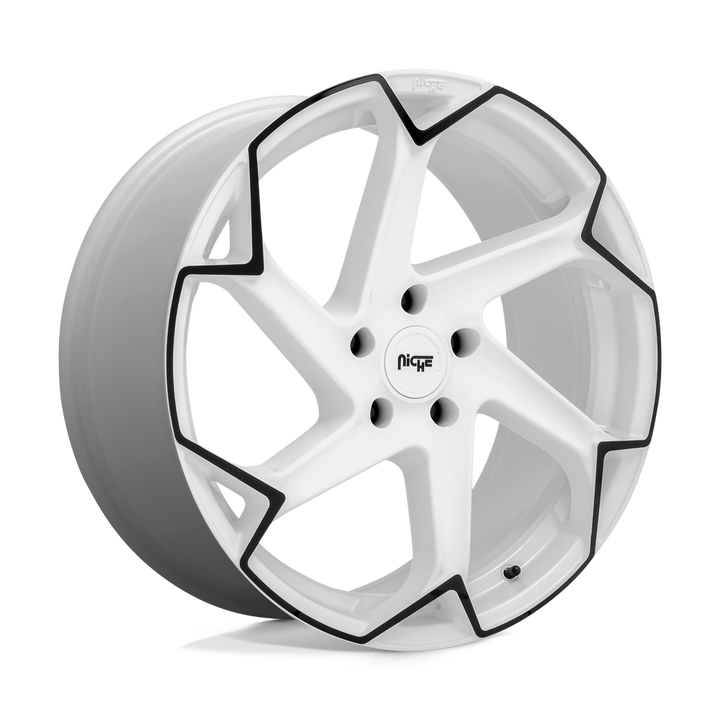 Niche 1pc M257 Flash 20x9 5x112 38 66.56 Gloss White With Black