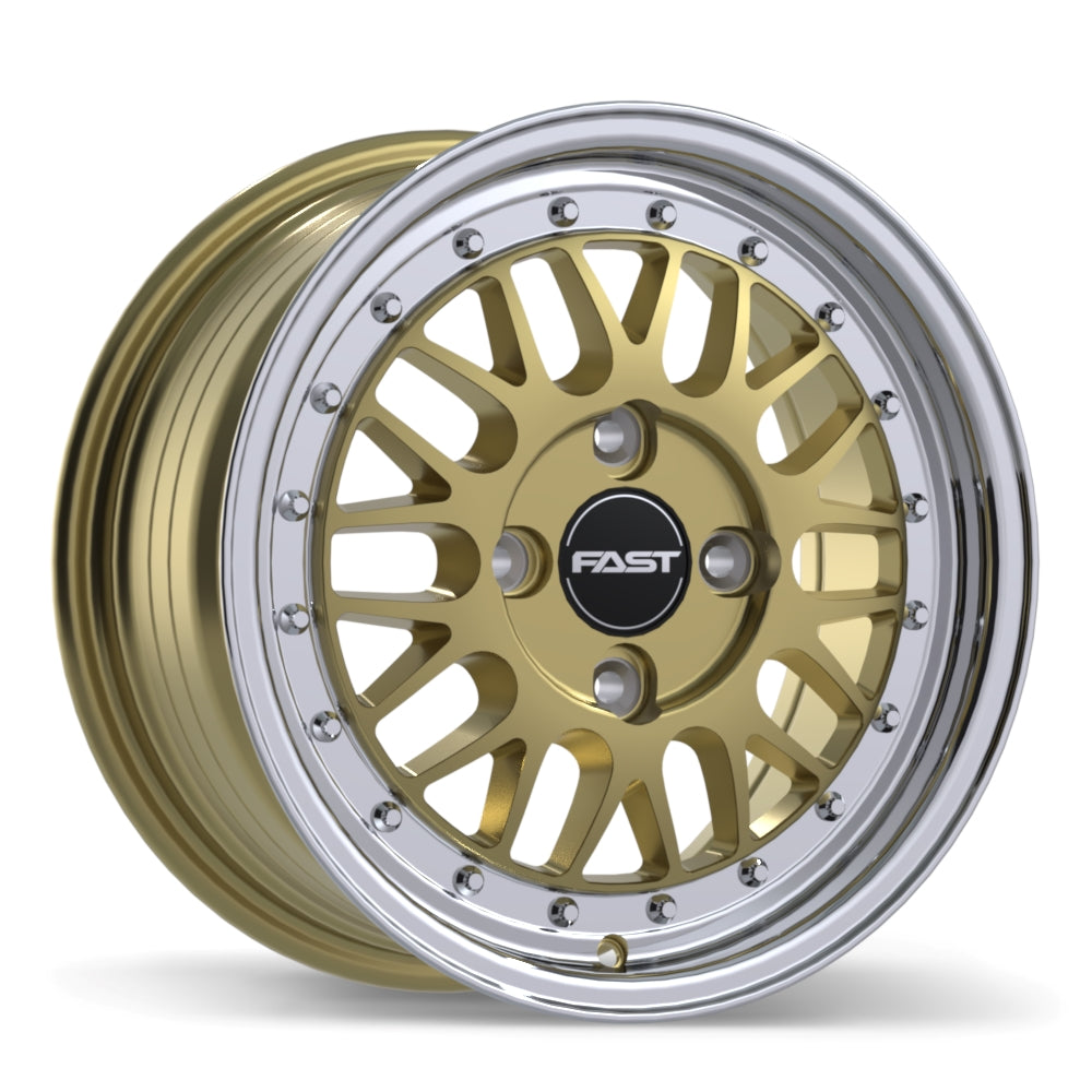 Fast Wheels FR01 15x7.0 4x108mm +40 72.6mm Gloss Gold with Machined Lip