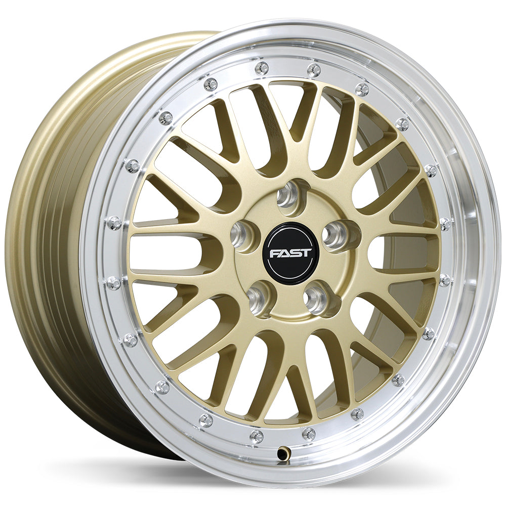 Fast Wheels FR01 17x8.0 5x114.3mm +35 72.6mm Gloss Gold with Machined Lip