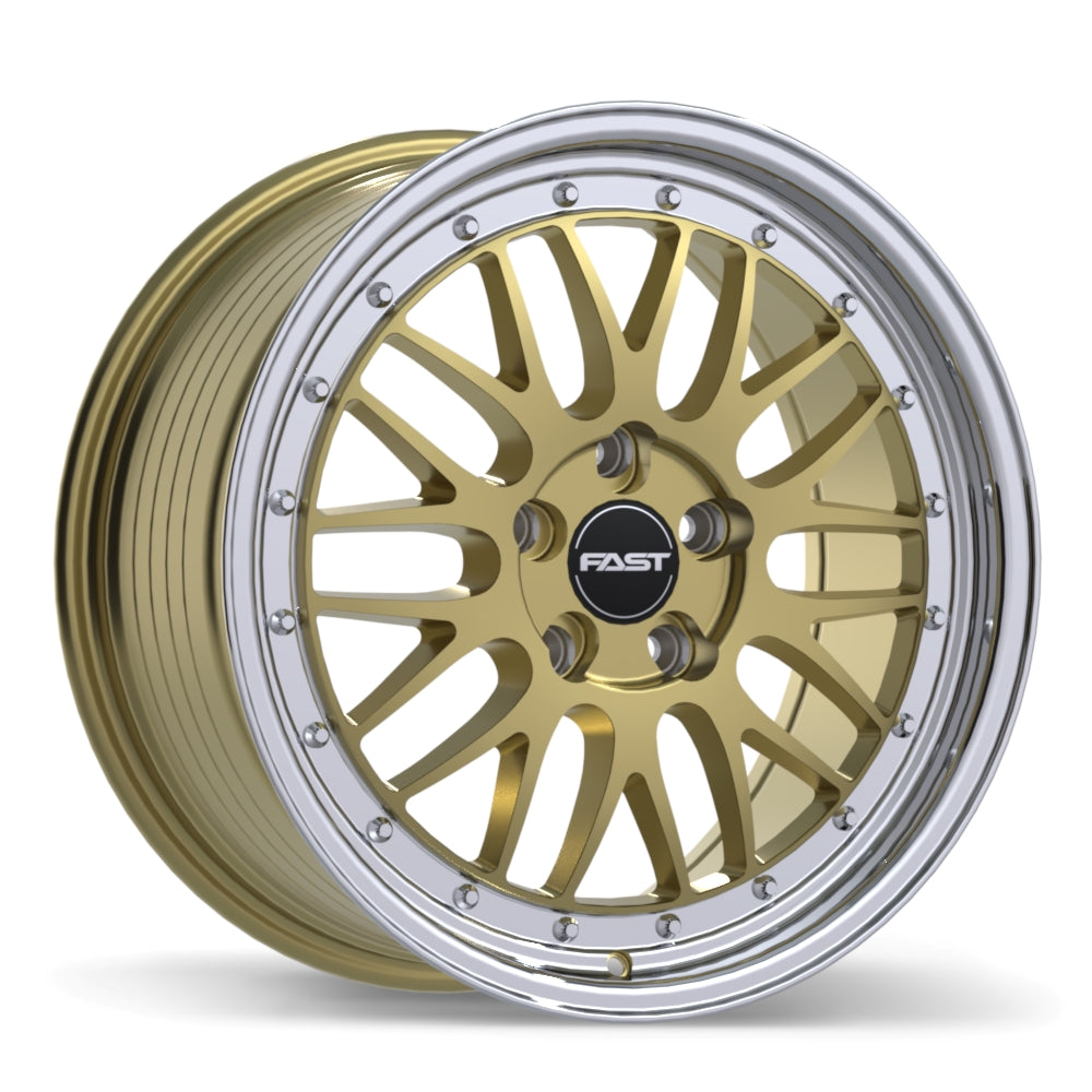 Fast Wheels FR01 18x8.5 5x105mm +45 72.6mm Gloss Gold with Machined Lip