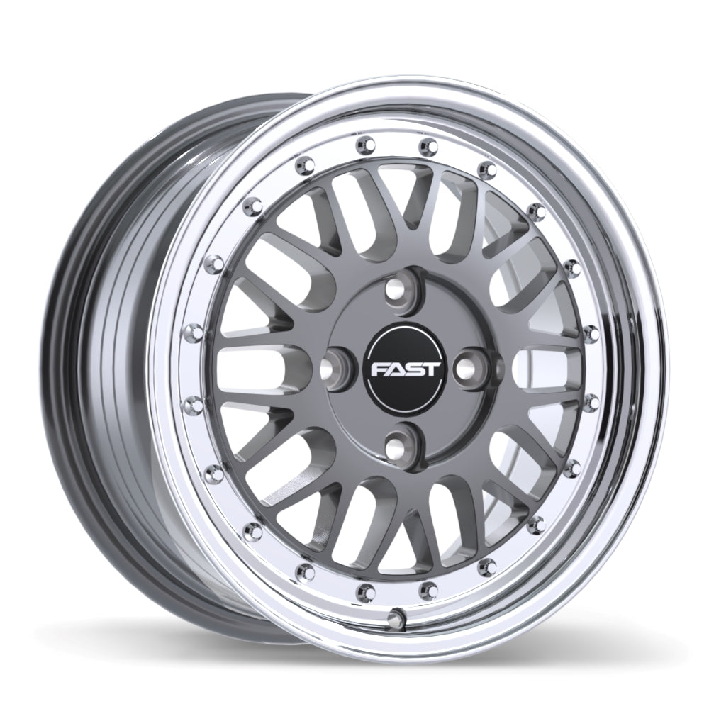 Fast Wheels FR01 15x7.0 4x100mm +25 72.6mm Gloss Gunmetal with Machined Lip