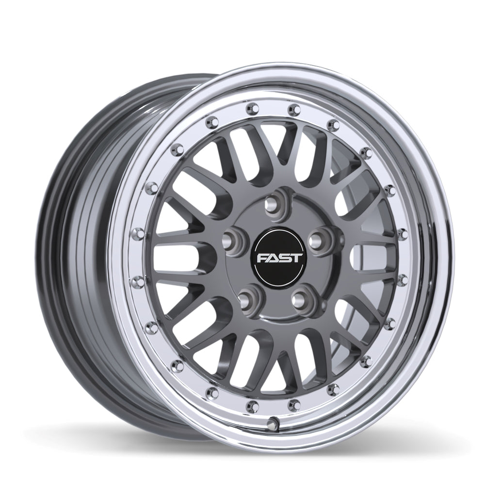 Fast Wheels FR01 15x7.0 5x120.65mm +25 72.6mm Gloss Gunmetal with Machined Lip