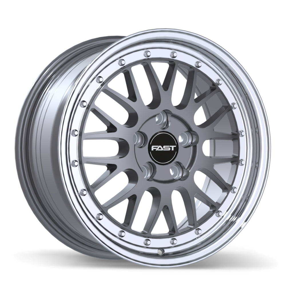 Fast Wheels FR01 17x8.0 5x108mm +35 72.6mm Gloss Gunmetal with Machined Lip