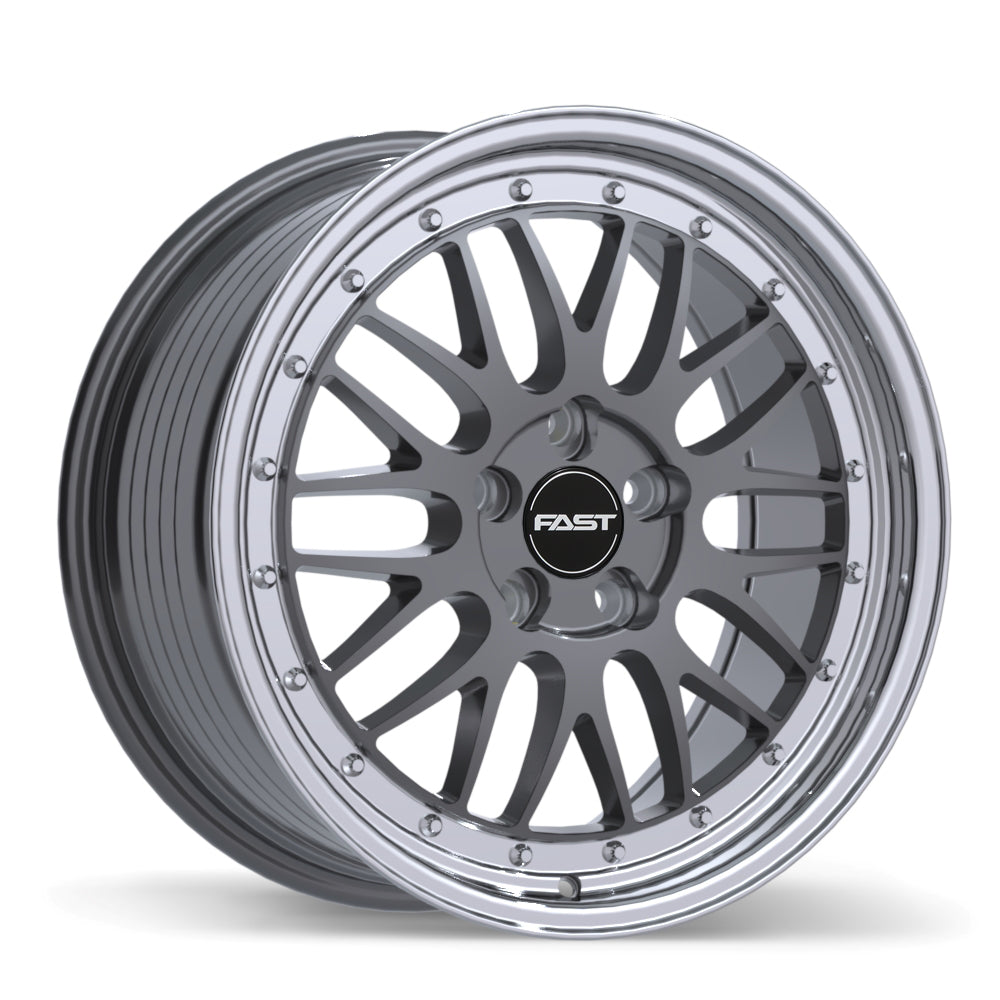 Fast Wheels FR01 18x8.5 5x120mm +45 72.6mm Gloss Gunmetal with Machined Lip