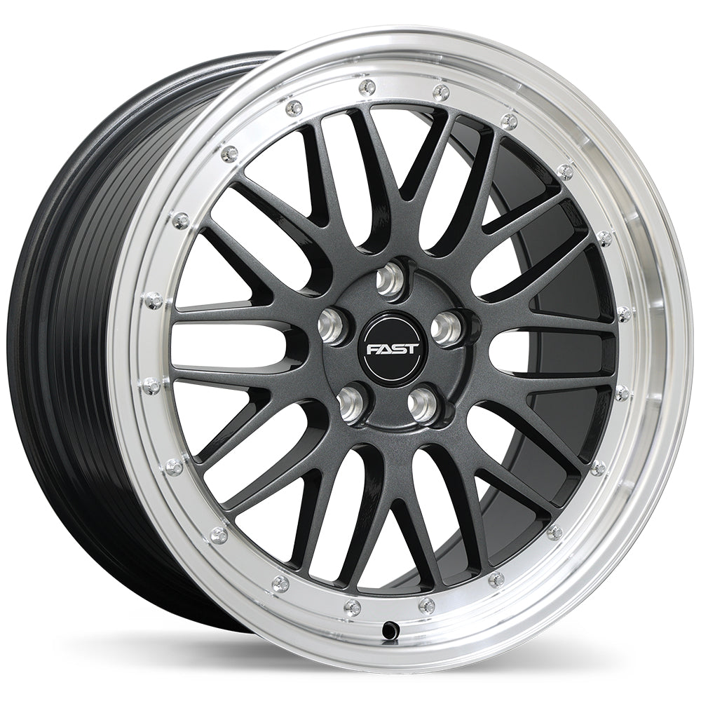 Fast Wheels FR01 19x8.5 5x115mm +45 72.6mm Gloss Gunmetal with Machined Lip