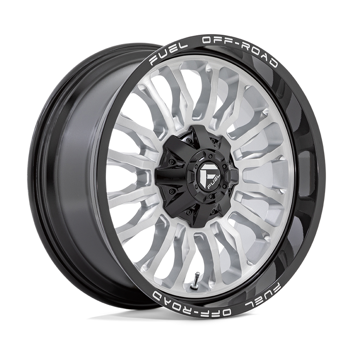 FUEL OFF ROAD D798 ARC 22X12 6X135 / 6X139.7 -44 106.1 FACE BROSSÉE ARGENT AVEC LÈVRE NOIRE FRAISÉE