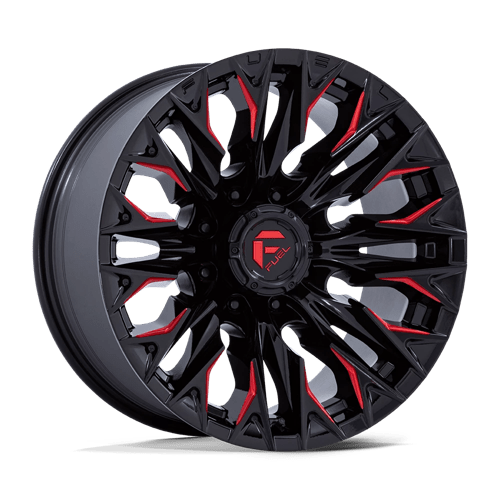 Carburant tout-terrain D823 Flame 20x9 8x165.1 20 125.1 noir brillant fraisé avec rouge bonbon