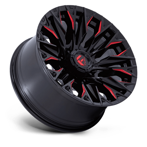 Carburant tout-terrain D823 Flame 20x9 8x165.1 20 125.1 noir brillant fraisé avec rouge bonbon