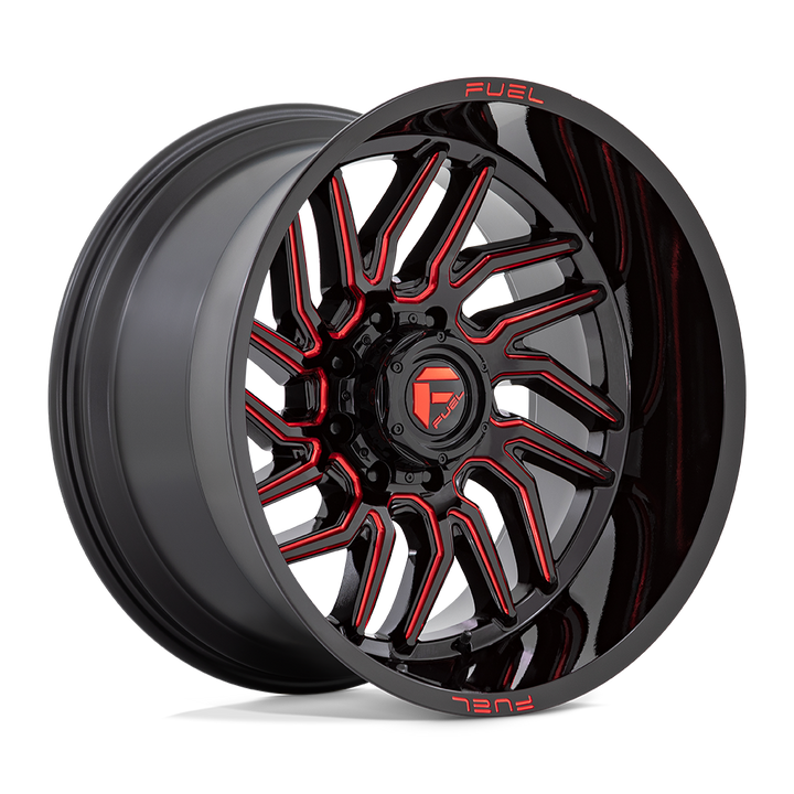 Fuel Off-Road D808 Hurricane 24x12 5x127 -44 71.5 Gloss Black Milled Red Tint