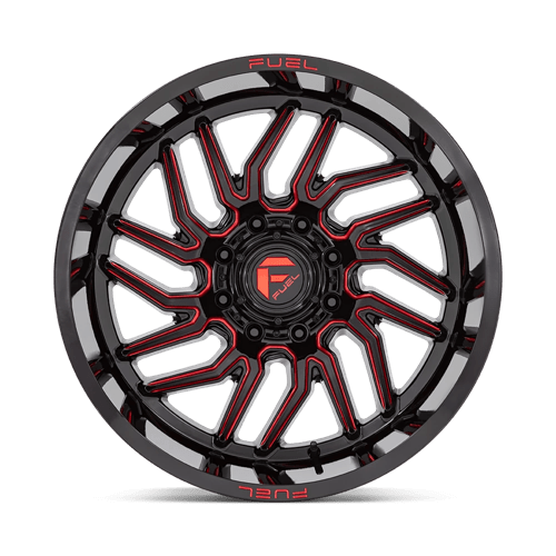 Fuel Off-Road D808 Hurricane 24x12 5x127 -44 71.5 Gloss Black Milled Red Tint