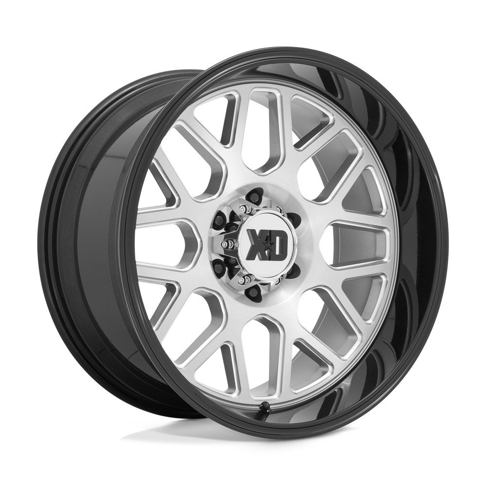 XD Wheels Xd849 Grenade 2 20x10 6x139.7 -18 106.1 Brossé Fraisé Avec Lèvre Noir Brillant