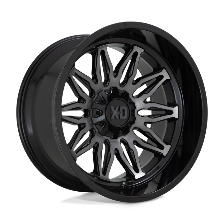XD Wheels Xd859 Gunner 22x10 6x135 / 6x139.7 -18 106.1 Noir Brillant Usiné Avec Teinte Grise
