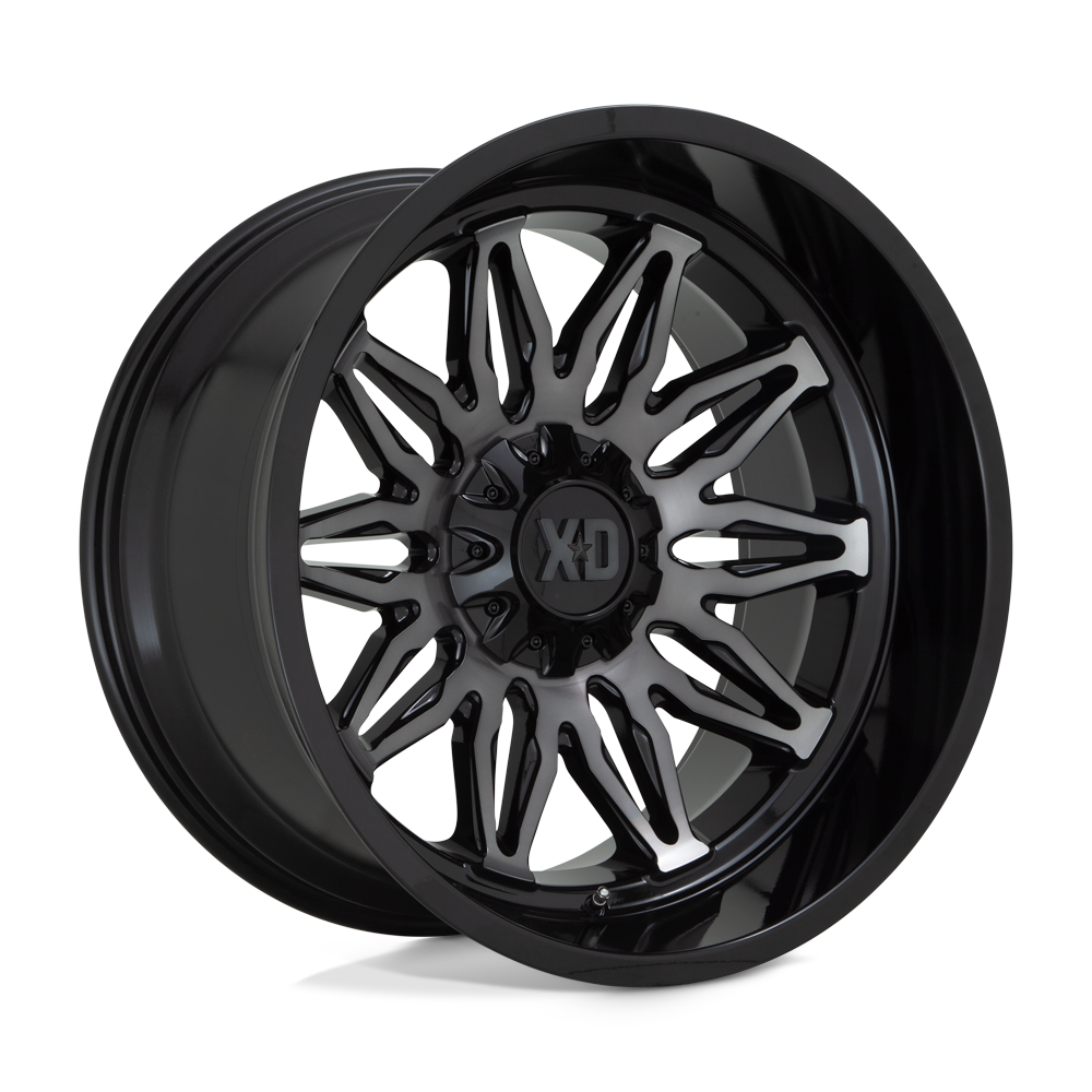 XD Wheels Xd859 Gunner 22x12 5x127 / 5x139.7 -44 78.1 Noir Brillant Usiné Avec Teinte Grise
