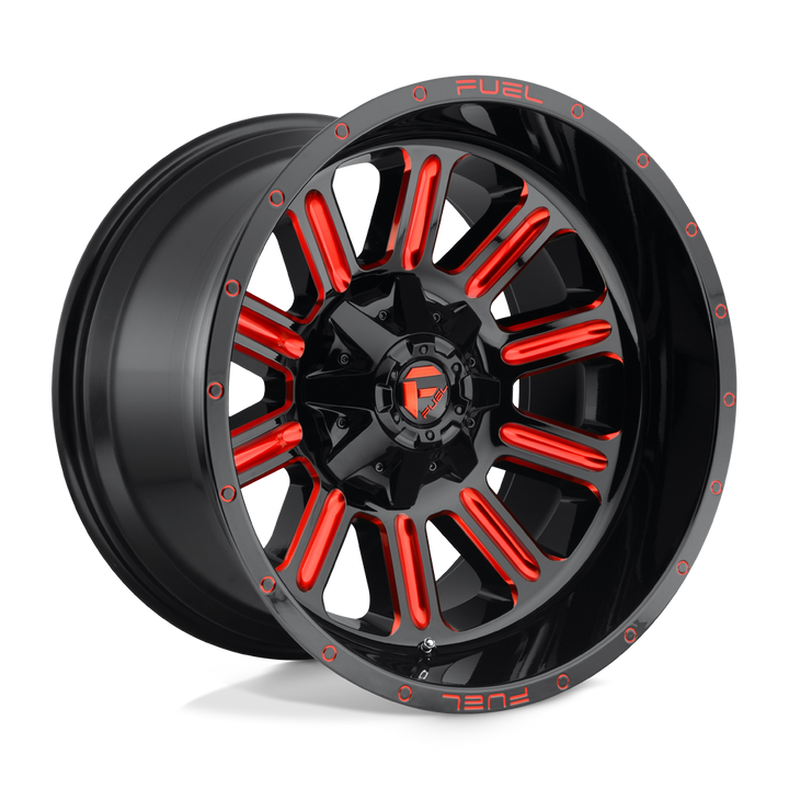 CARBURANT TOUT-TERRAIN D621 HARDLINE 18X9 6X135 / 6X139.7 20 106.1 NOIR BRILLANT ROUGE TEINTÉ CLAIRE