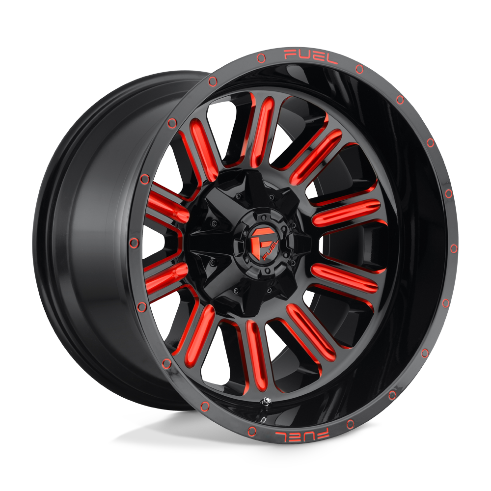 CARBURANT TOUT-TERRAIN D621 HARDLINE 18X9 5X114.3 / 5X127 -12 78.1 NOIR BRILLANT ROUGE TEINTÉ CLAIRE