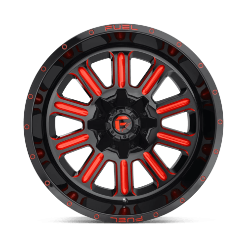 CARBURANT TOUT-TERRAIN D621 HARDLINE 20X9 8X165.1 1 125.1 NOIR BRILLANT ROUGE TEINTÉ CLAIRE