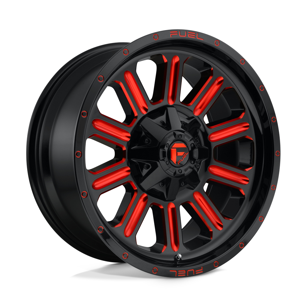 CARBURANT TOUT-TERRAIN D621 HARDLINE 20X9 8X180 1 124.2 NOIR BRILLANT ROUGE TEINTÉ CLAIRE