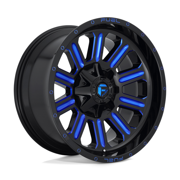 CARBURANT TOUT-TERRAIN D646 HARDLINE 18X9 6X135 / 6X139.7 2 106.1 NOIR BRILLANT BLEU TEINTÉ CLAIR