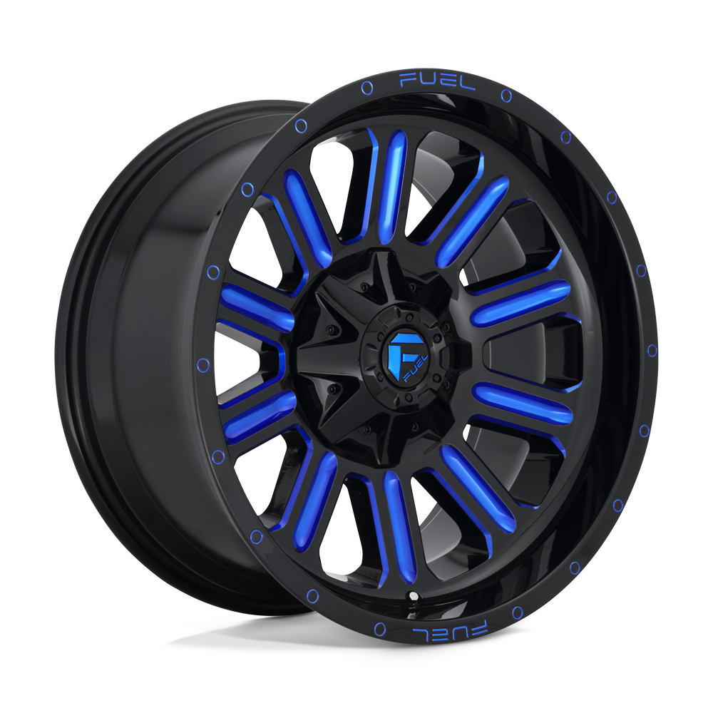 CARBURANT TOUT-TERRAIN D646 HARDLINE 20X10 5X114.3 / 5X127 -18 78.1 NOIR BRILLANT BLEU TEINTÉ CLAIR