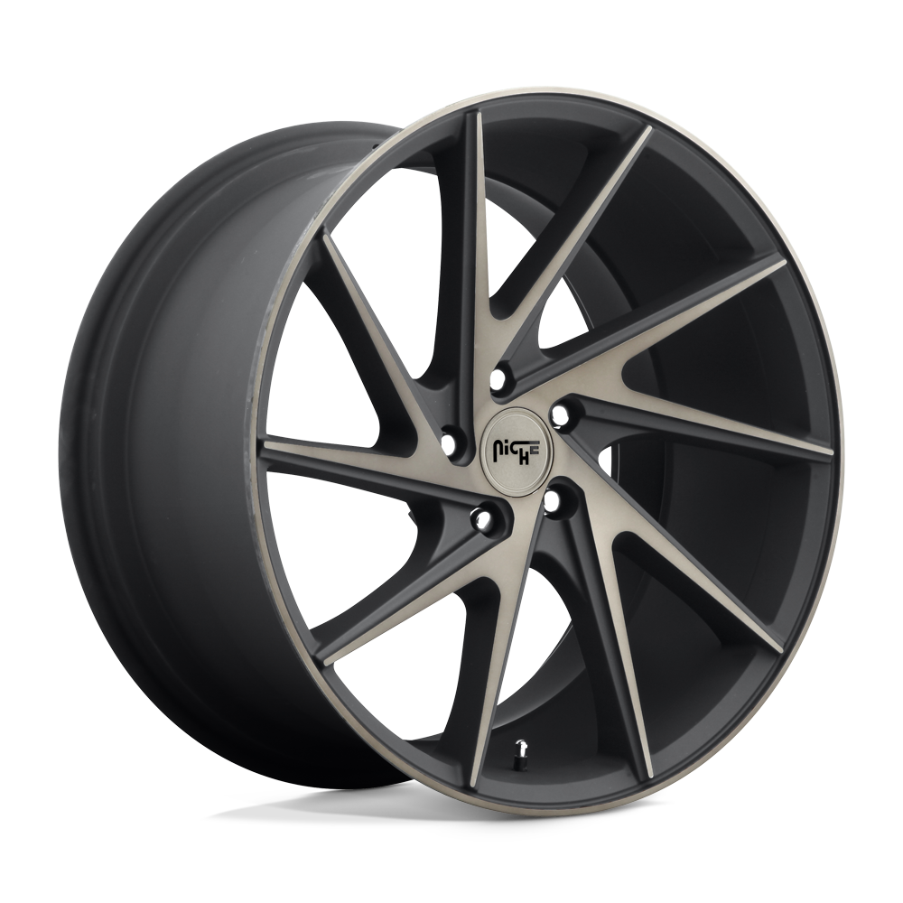 Niche M163 Invert 20x10.5 5x114.3 45 72.6 Matte Black Machined Ring