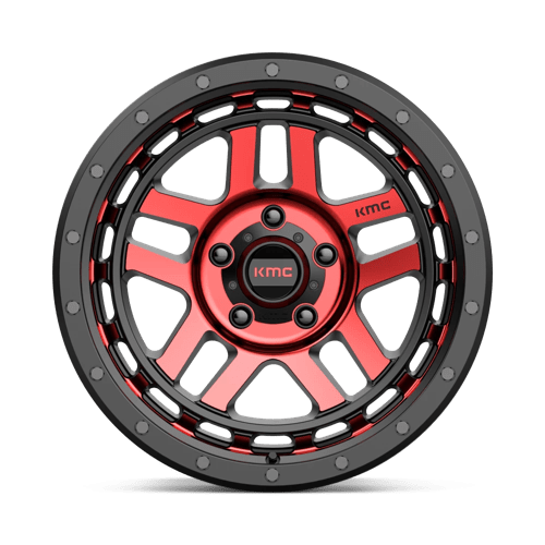 KMC Wheels Km540 Recon 18x8.5 5x127 0 78.1 Noir Brillant Usiné Avec Teinte Rouge